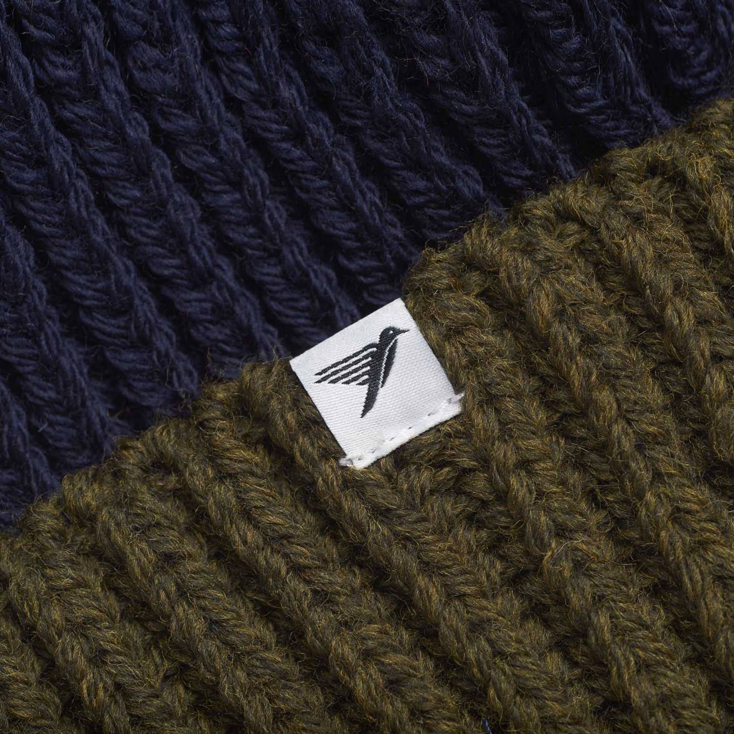 Snowdon Merino Wool Bobble Hat - Navy & Green