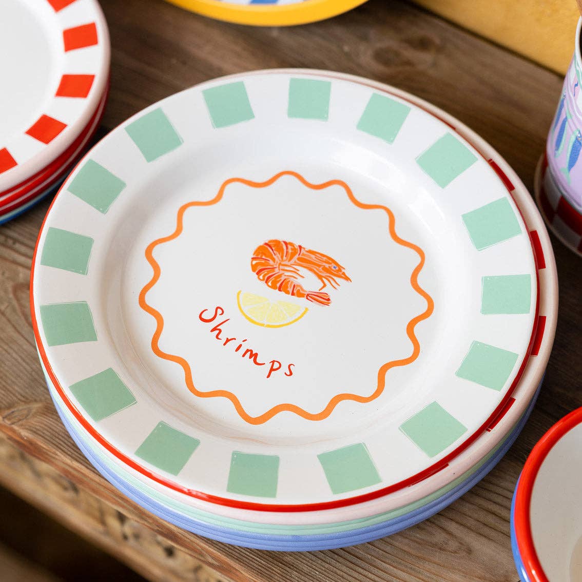 Shrimp Enamel Plate - 25cm