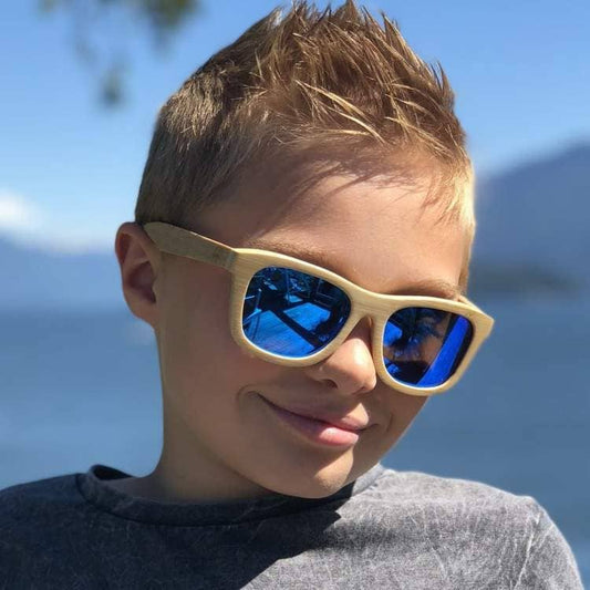 Kids Bamboo Sunglasses: Blue Mirror (6-12yrs)