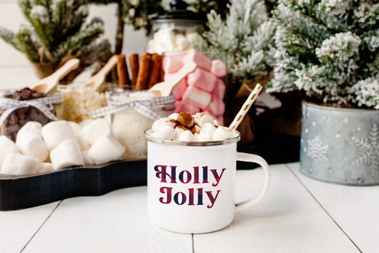 Holly Jolly - Christmas Enamel Mug