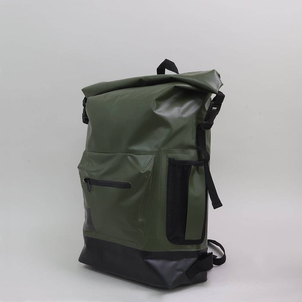 Dry Bag Roll Top Rucksack in Forest Green