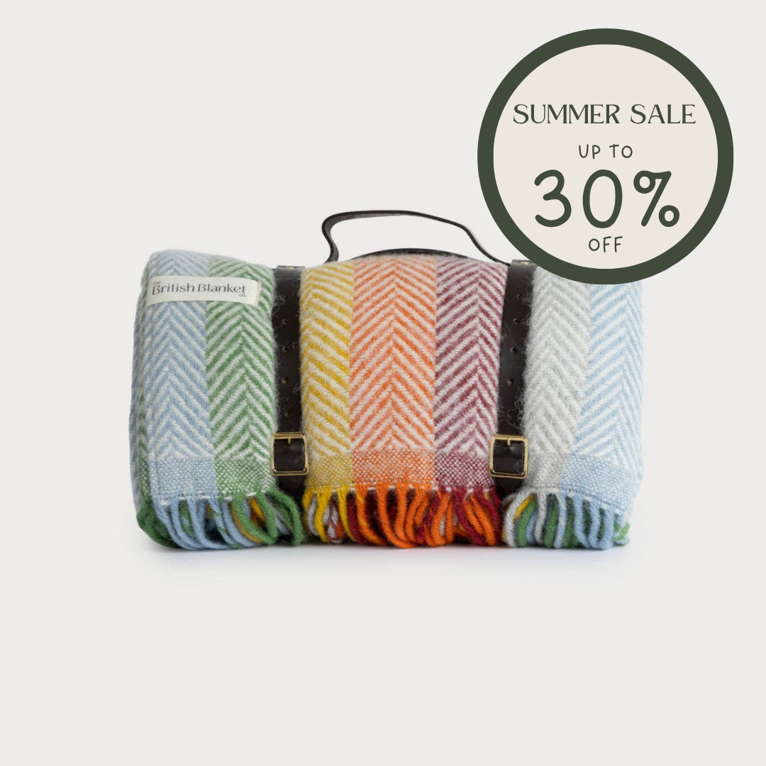 Waterproof Picnic Blanket - Bright Rainbow Stripe