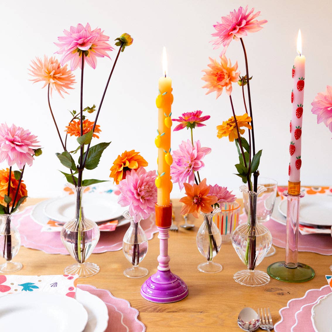 Strawberry Lilac Dinner Candles