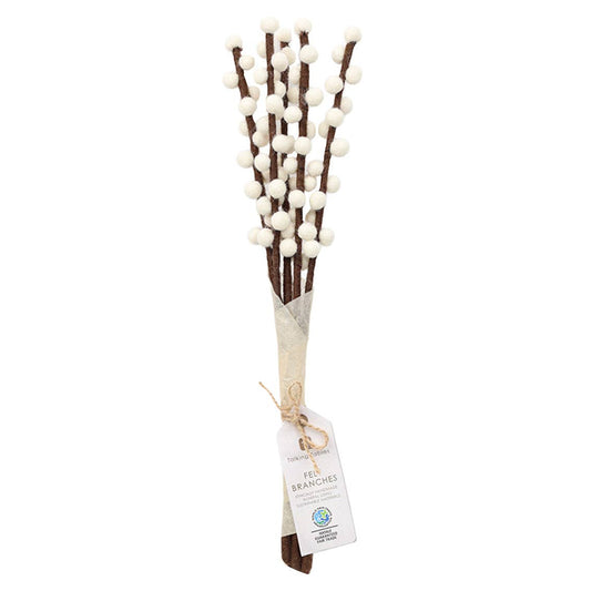 Handmade White Felt Branches Bundle - 5 pack