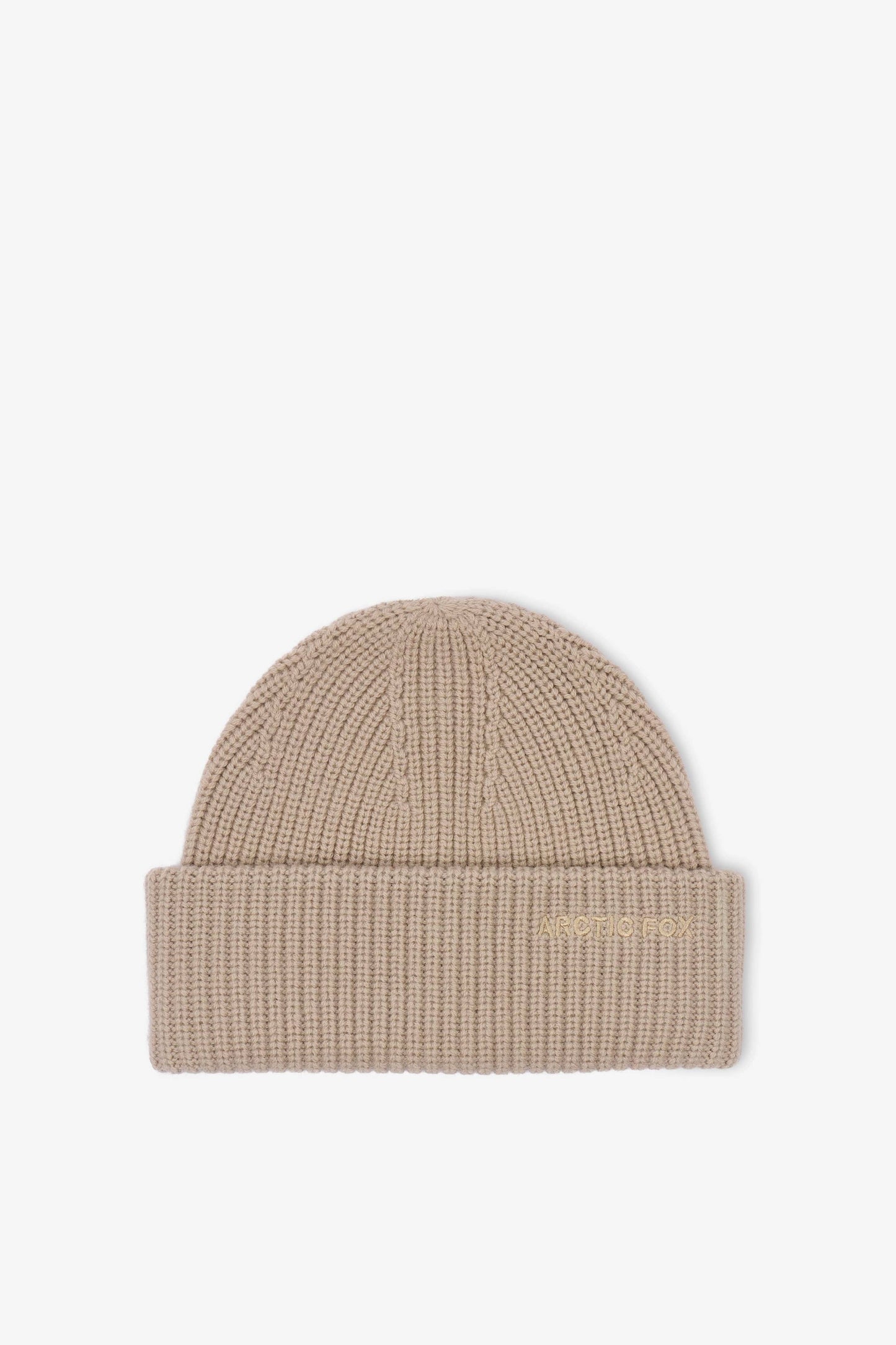Soft Taupe Merino Wool Embroidered Beanie