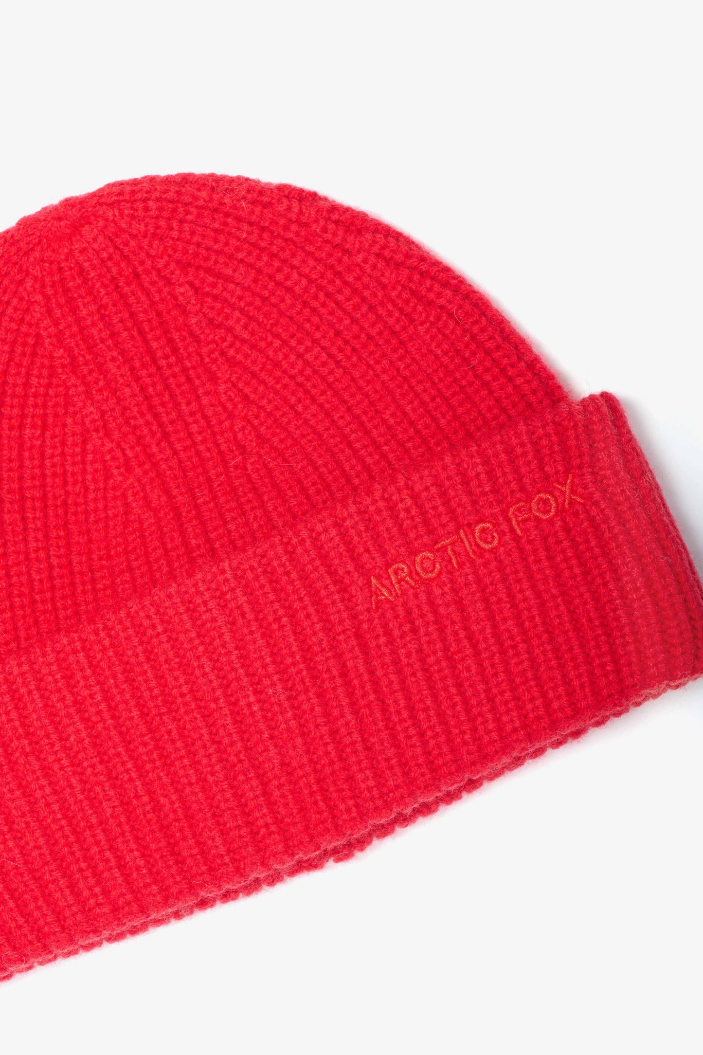 Flame Red Merino Wool Embroidered Beanie