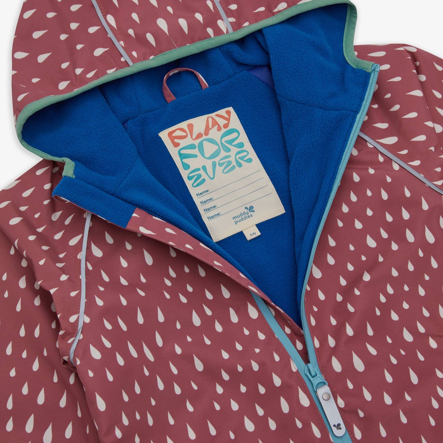EcoSplash Waterproof Fleece Lined Jacket - Pink Raindrop