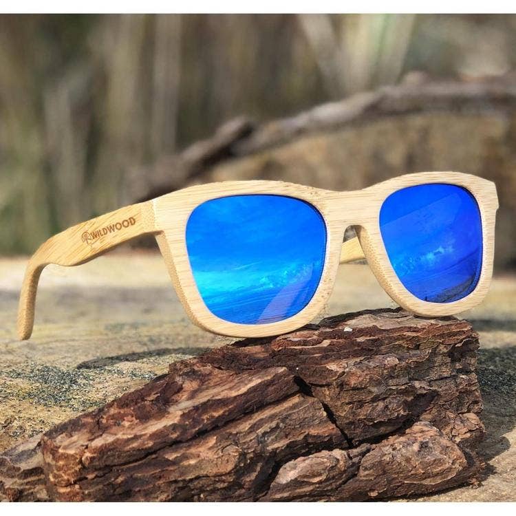 Kids Bamboo Sunglasses: Blue Mirror (6-12yrs)