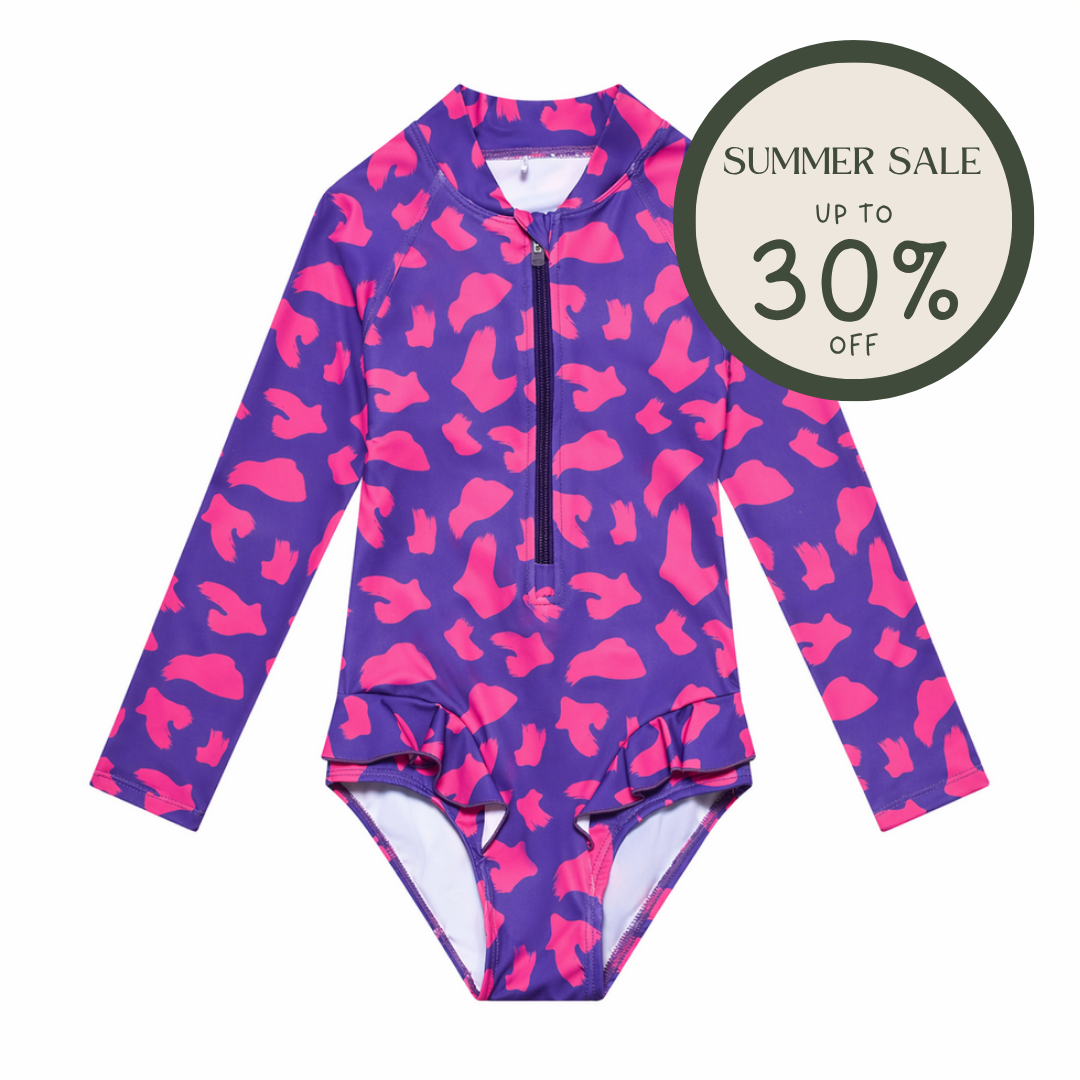 TÖASTIE UV Protector Swimsuit - Hot Pink Brush Stroke