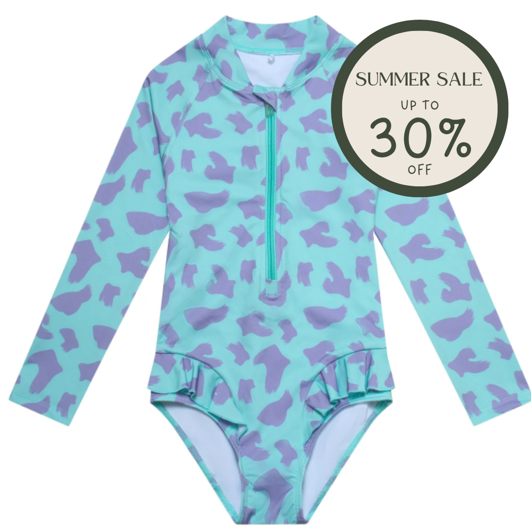 TÖASTIE UV Protector Swimsuit - Turquoise Brush Stroke