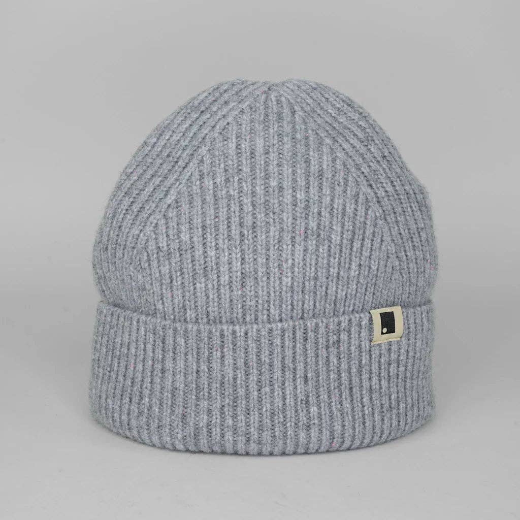 Moorland Wool Rib Beanie in Grey