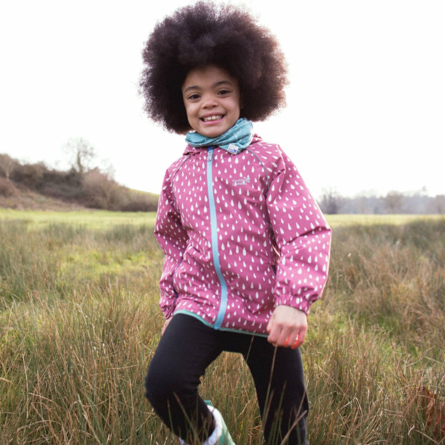 EcoSplash Waterproof Fleece Lined Jacket - Pink Raindrop