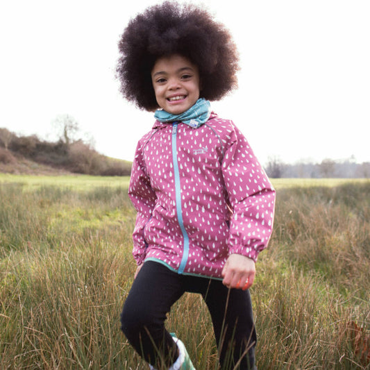 EcoSplash Waterproof Fleece Lined Jacket - Pink Raindrop