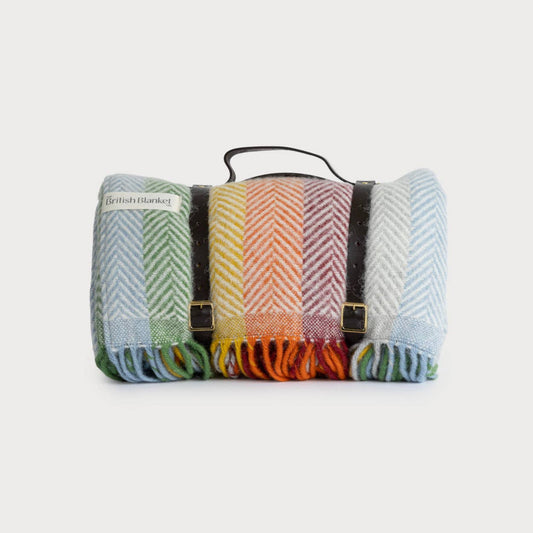 Waterproof Picnic Blanket - Bright Rainbow Stripe