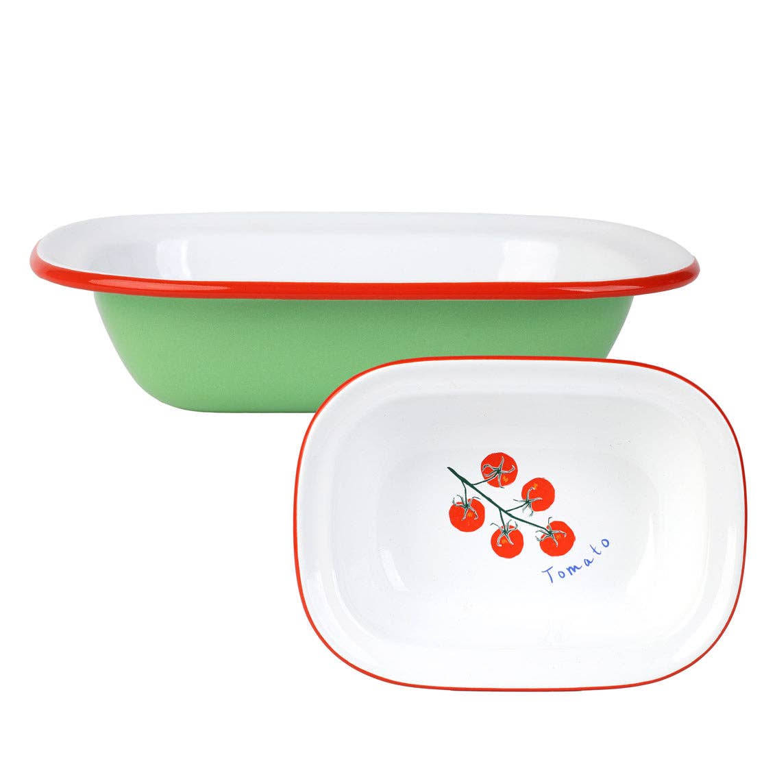 Tomato Green Enamel Dish - 20cm
