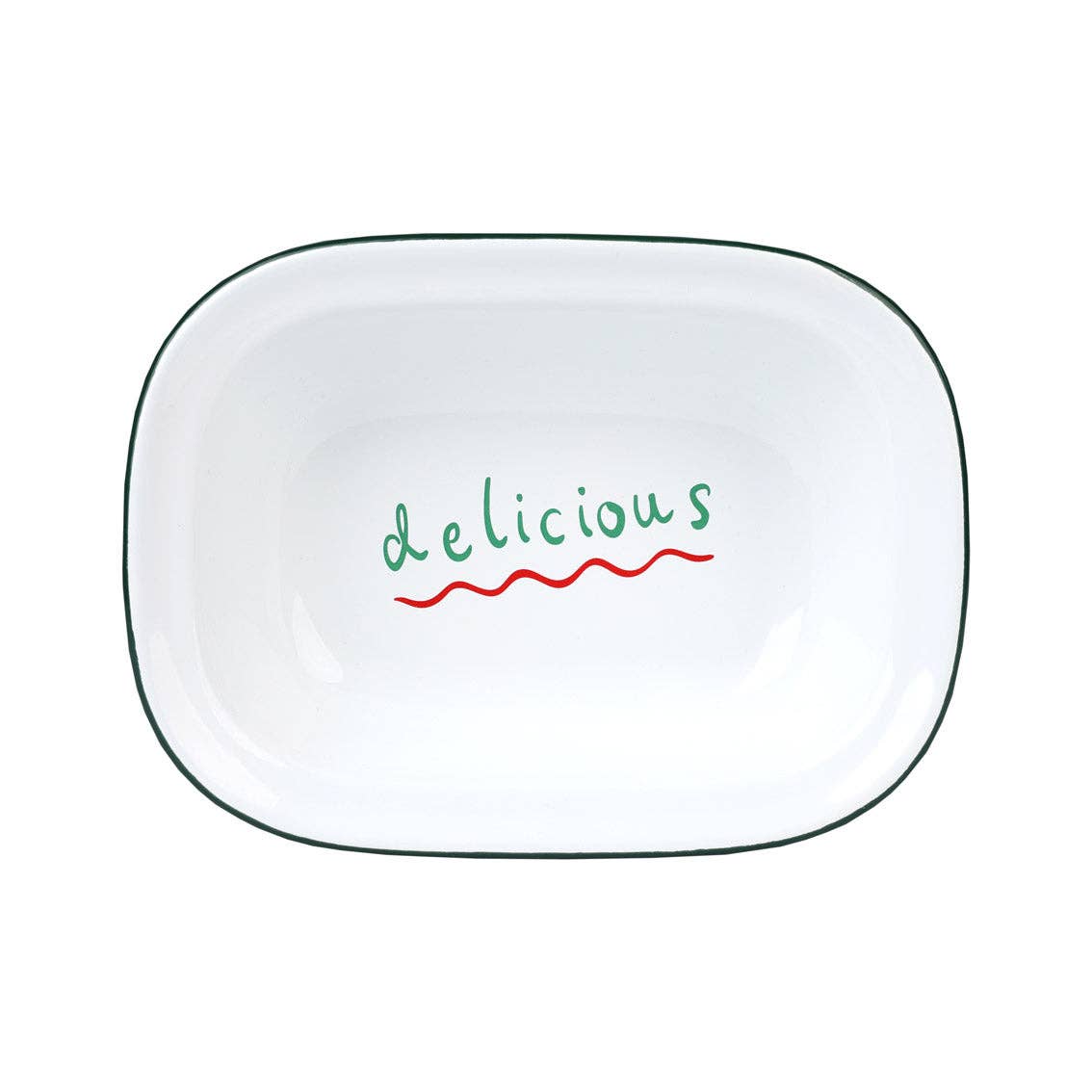Red Enamel 'Delicious' Dish - 20cm