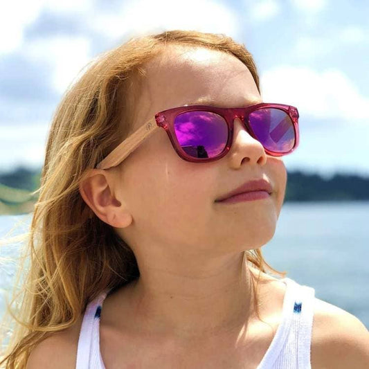 Kid's Beech Wood Sunglasses: Pink Mirror (3-9yrs)