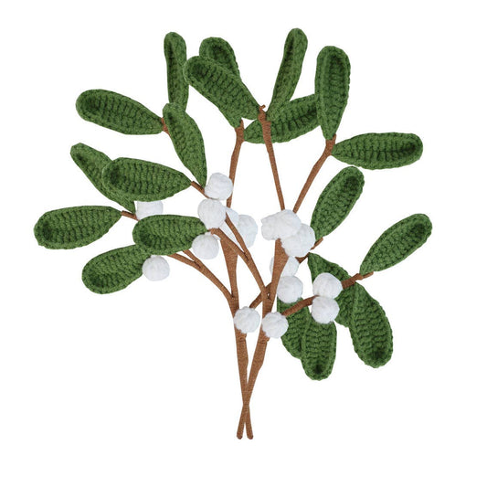 Botanical Mistletoe Christmas Crochet Sprigs - 2 pack