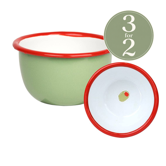 Olive Enamel Bowl - 10cm