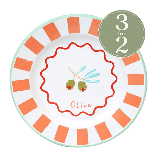 Olive Enamel Plate - 25cm