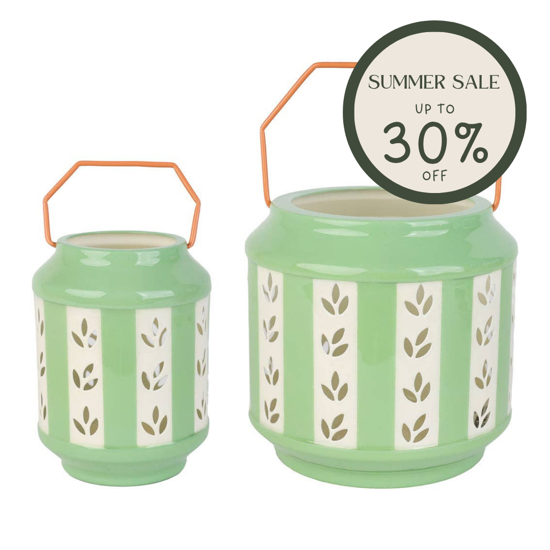 Green Enamel Lanterns Set