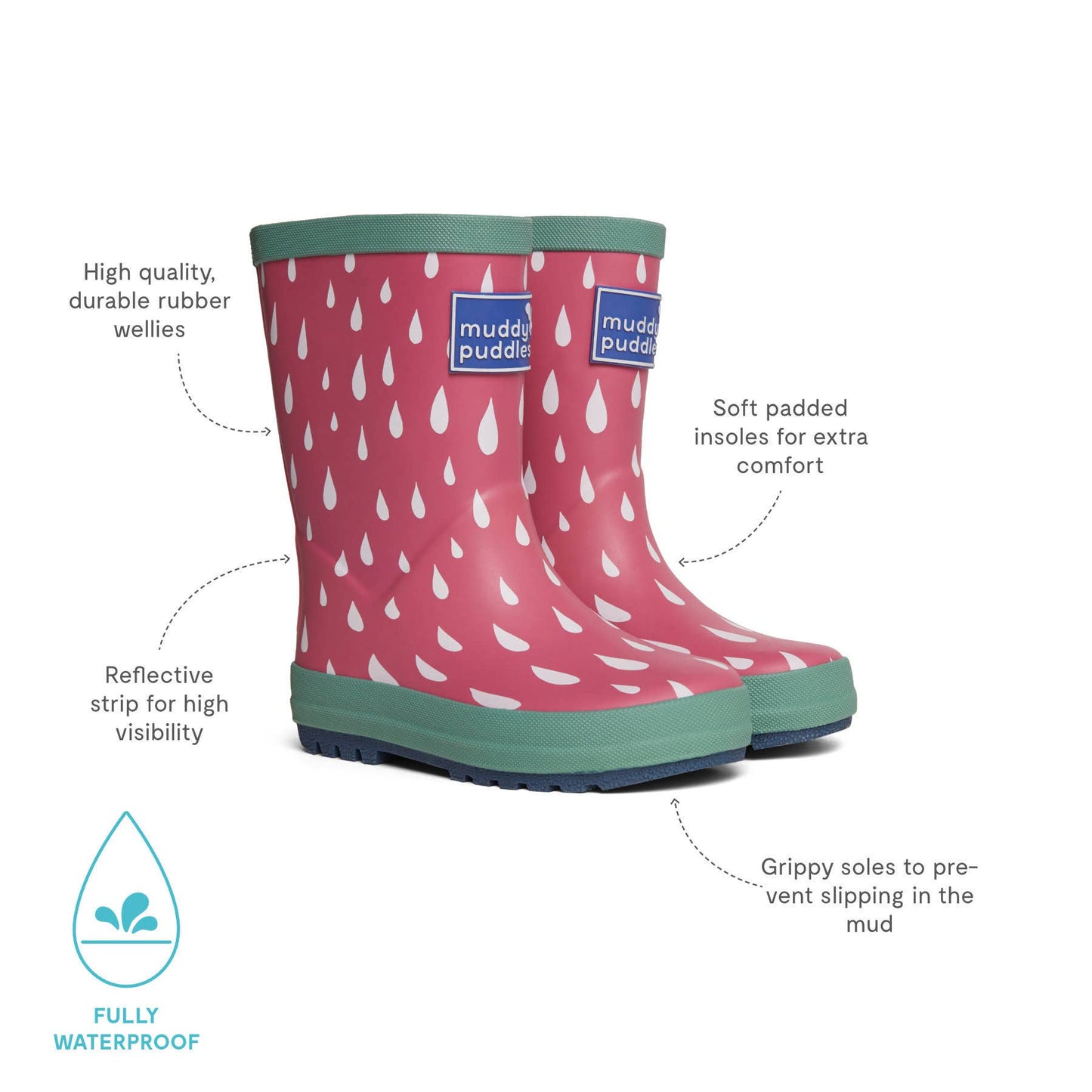 Pink Raindrop Wellies