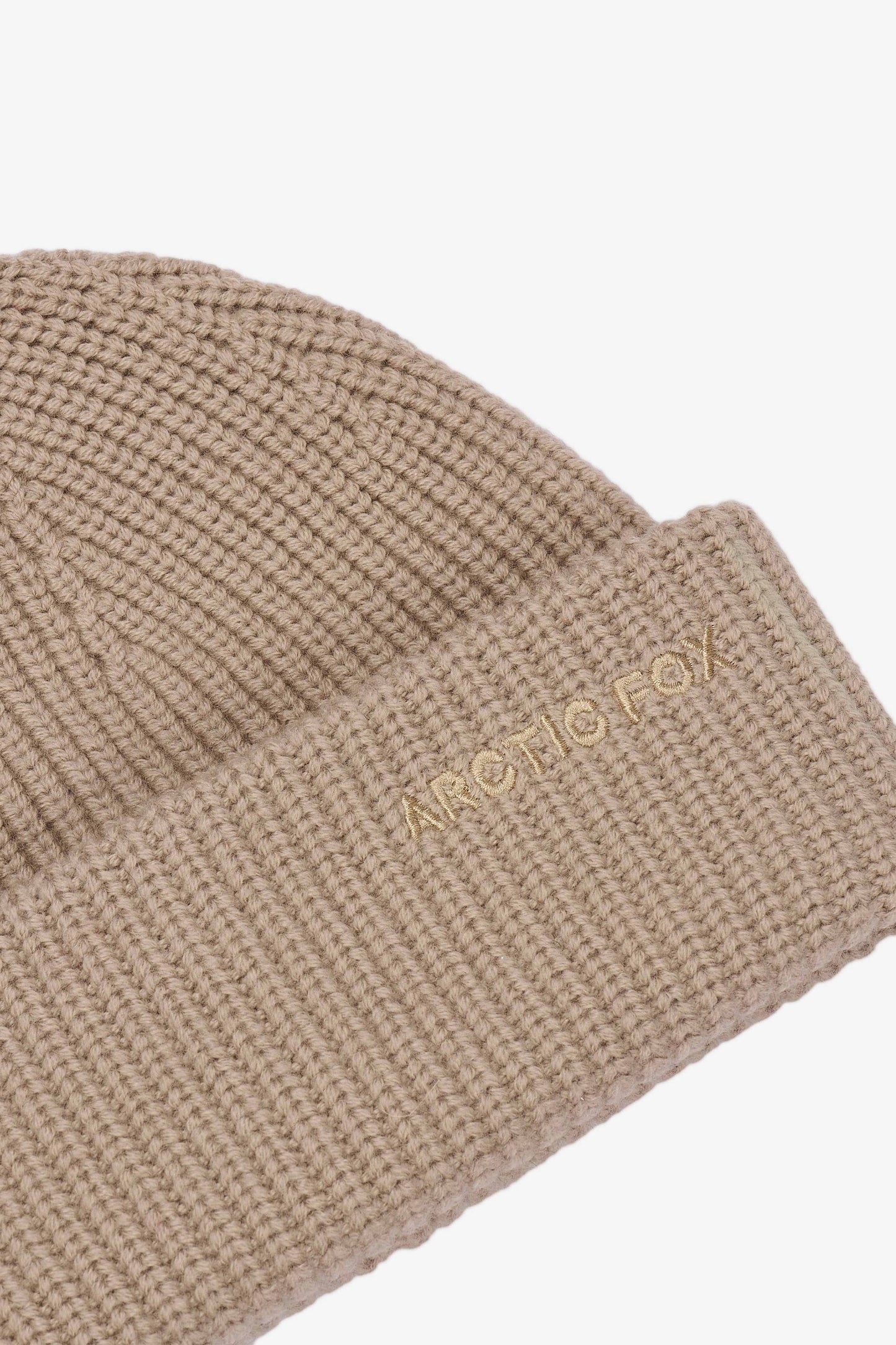 Soft Taupe Merino Wool Embroidered Beanie