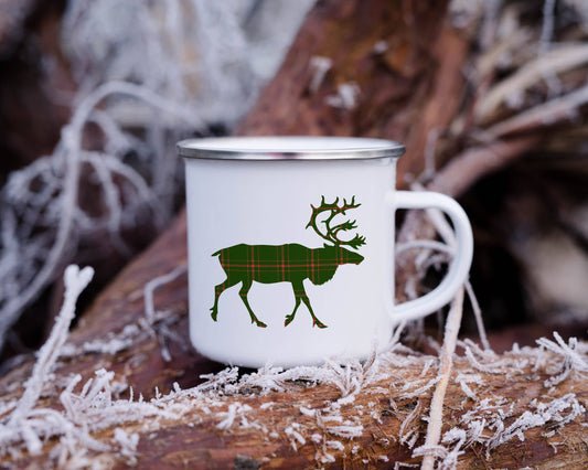 Plaid Deer Stag - Christmas Enamel Mug