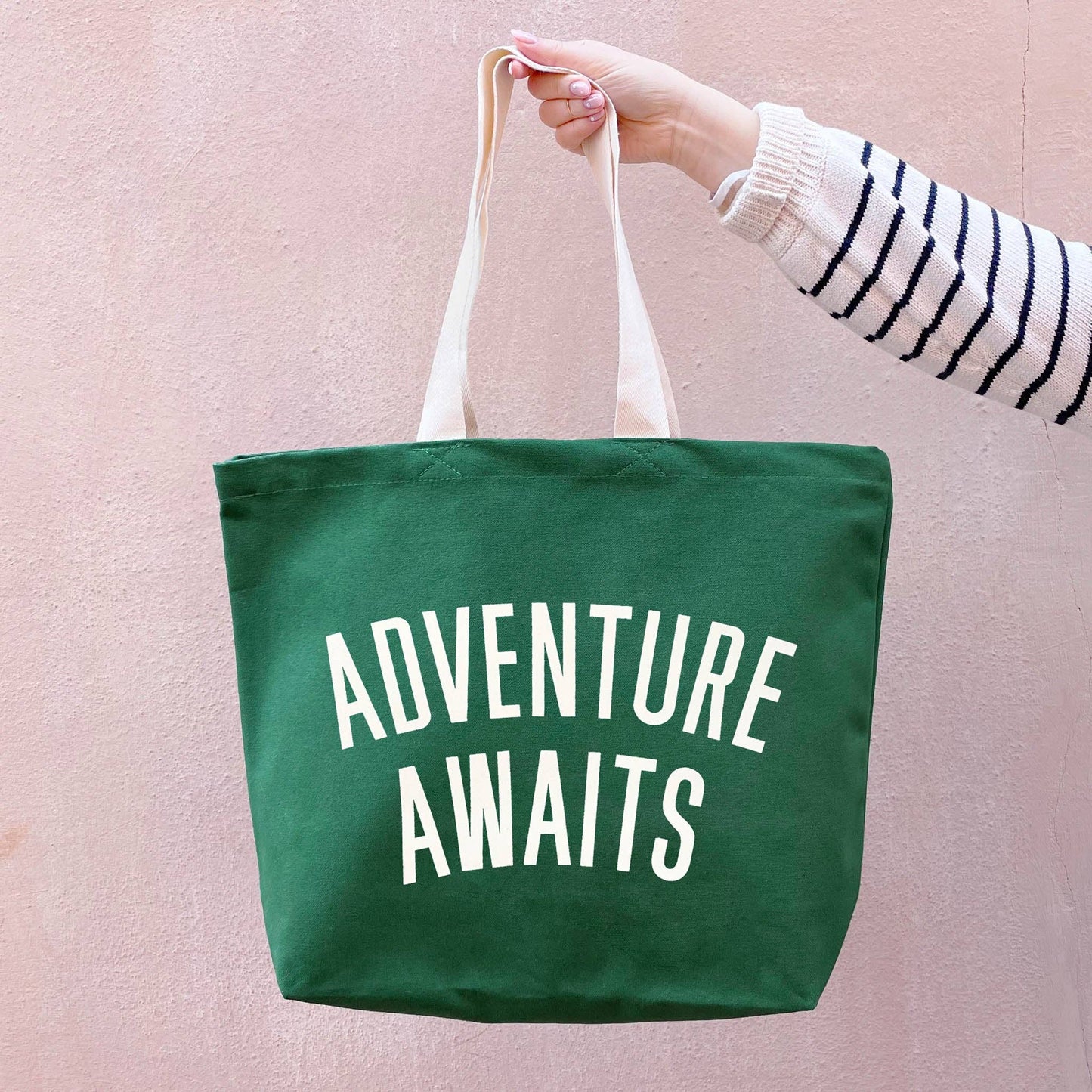 Adventure Awaits - Forest Green Canvas Tote Bag