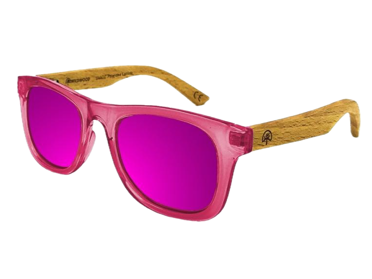 Kid's Beech Wood Sunglasses: Pink Mirror (3-9yrs)