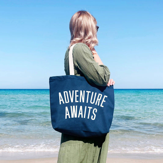 Adventure Awaits - Ocean Blue Canvas Tote Bag