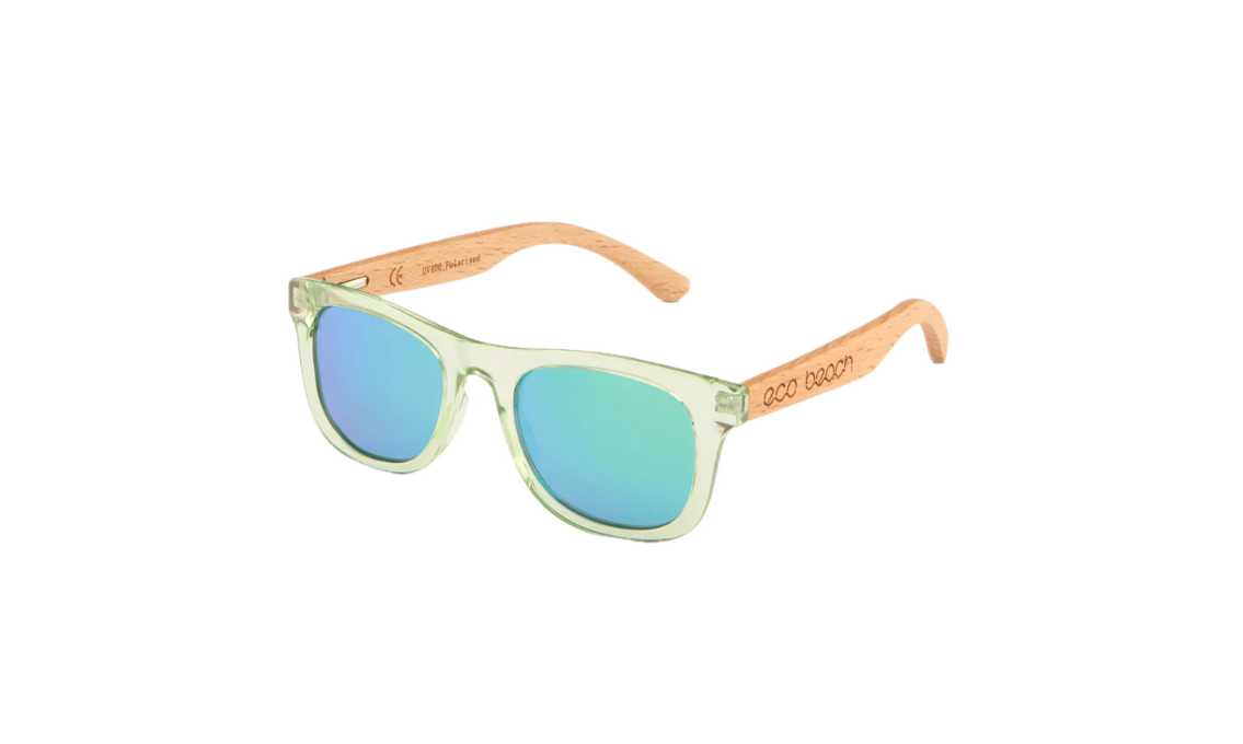 Kid's Beech Wood UV Protector Sunglasses: Sea Green (3-9yrs)