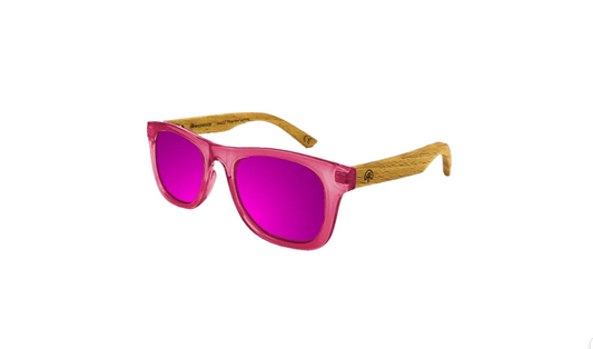 Kid's Beech Wood UV Protector Sunglasses: Coral Pink (3-9yrs)