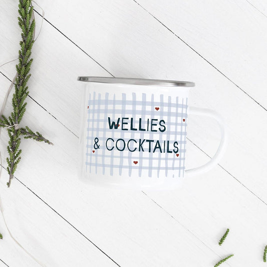 Wellies & Cocktails Enamel Mug