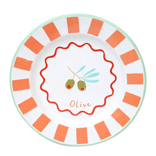 Olive Enamel Plate - 25cm
