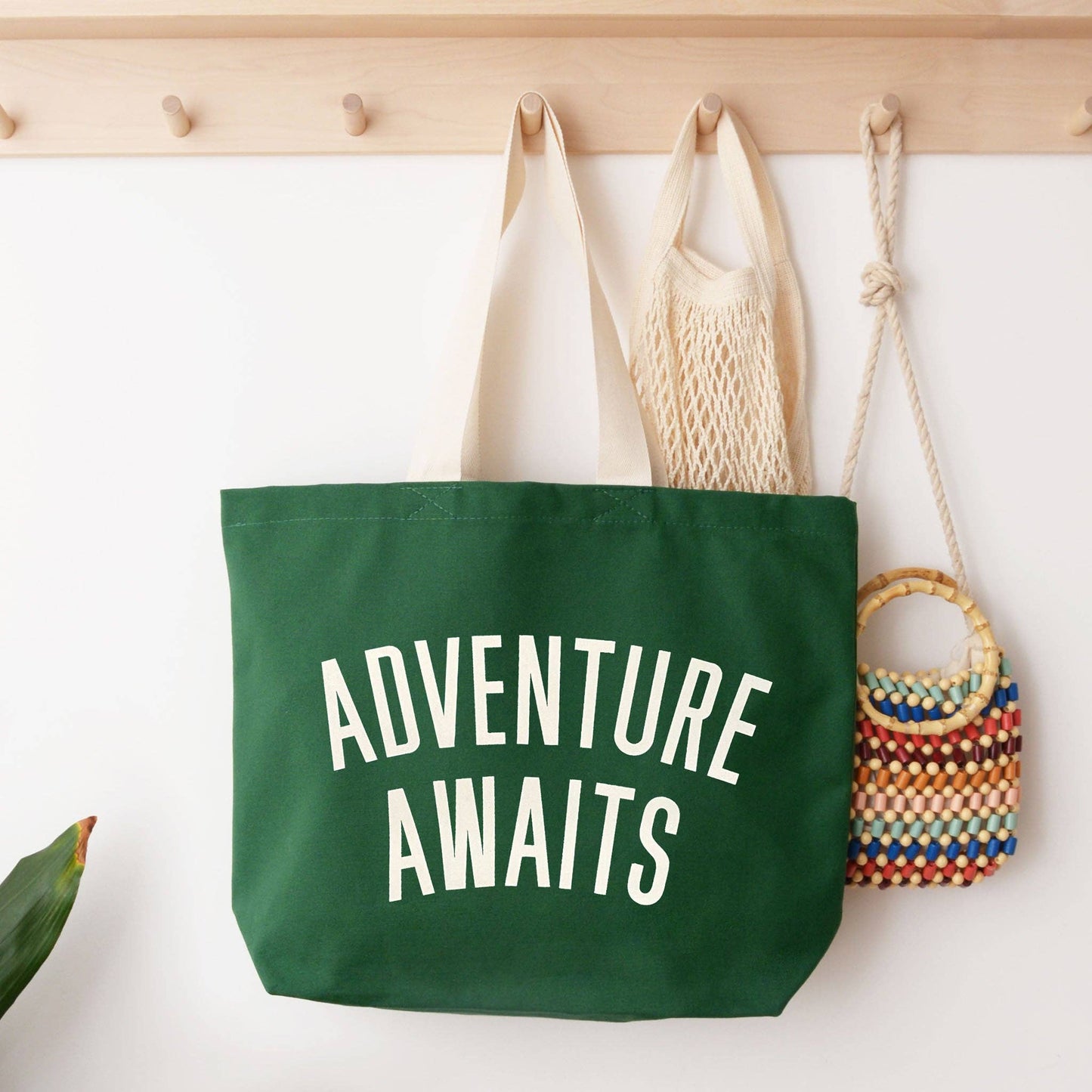 Adventure Awaits - Forest Green Canvas Tote Bag