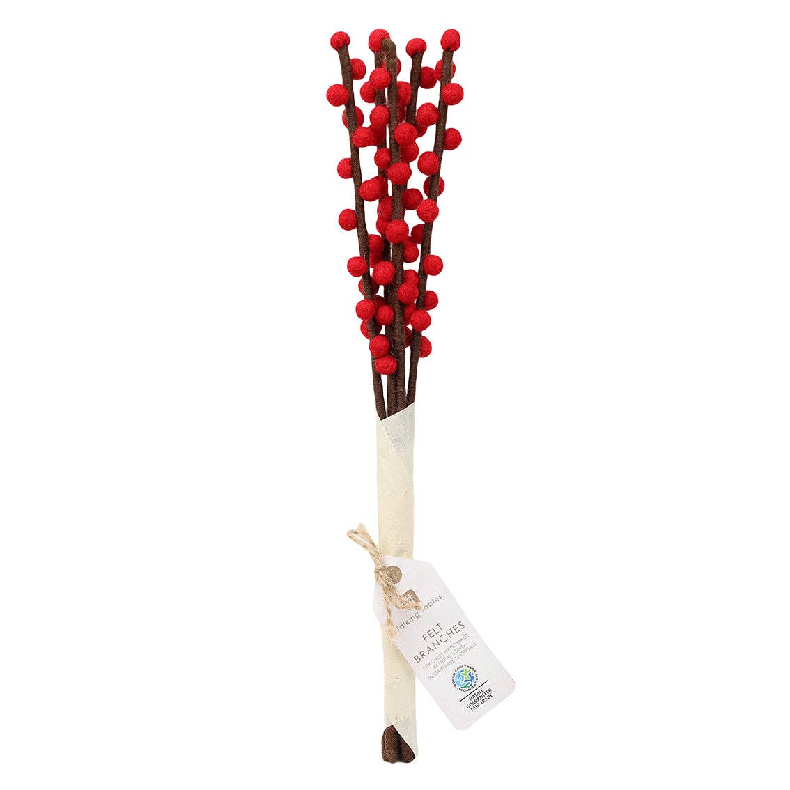 Handmade Red Felt Branches Bundle - 5 pack