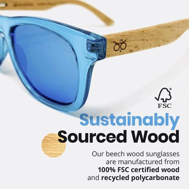 Kid's Beech Wood Sunglasses: Green Mirror (3-9yrs)
