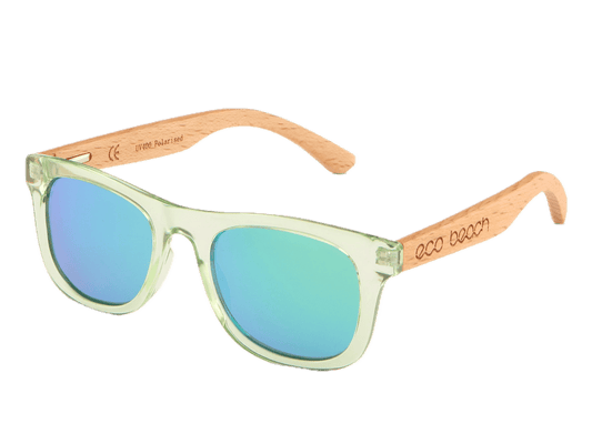 Kid's Beech Wood Sunglasses: Green Mirror (3-9yrs)