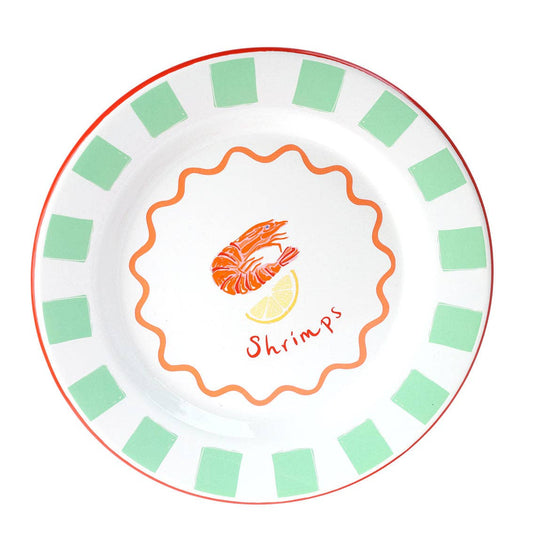 Shrimp Enamel Plate - 25cm