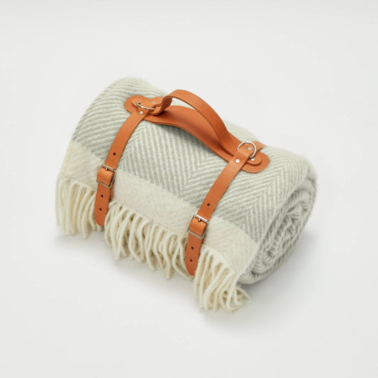 Harbour Grey Herringbone Picnic Blanket