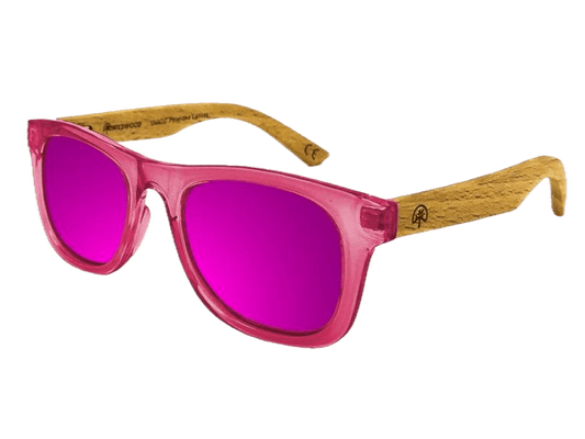 Kid's Beech Wood Sunglasses: Pink Mirror (3-9yrs)