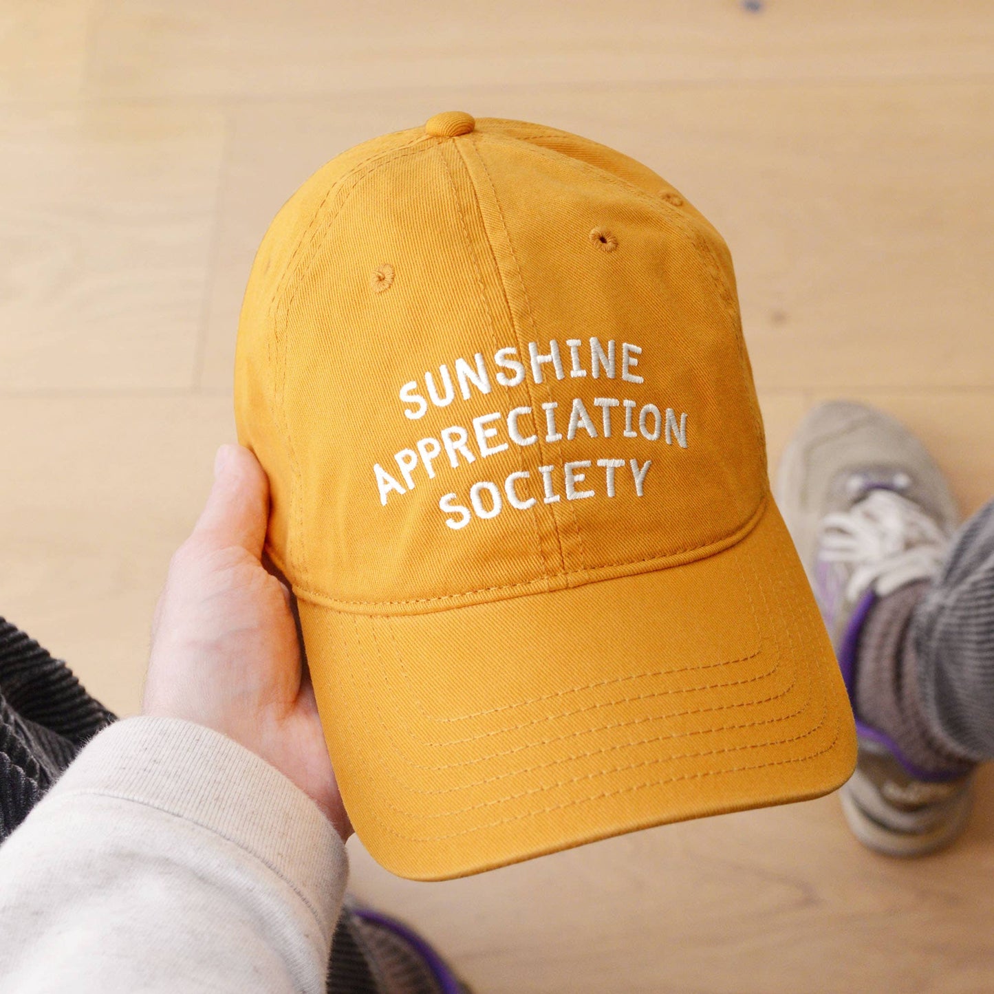 Sunshine Appreciation Society - Cotton Baseball Cap in Yellow