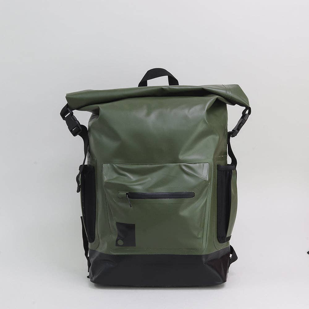 Dry Bag Roll Top Rucksack in Forest Green