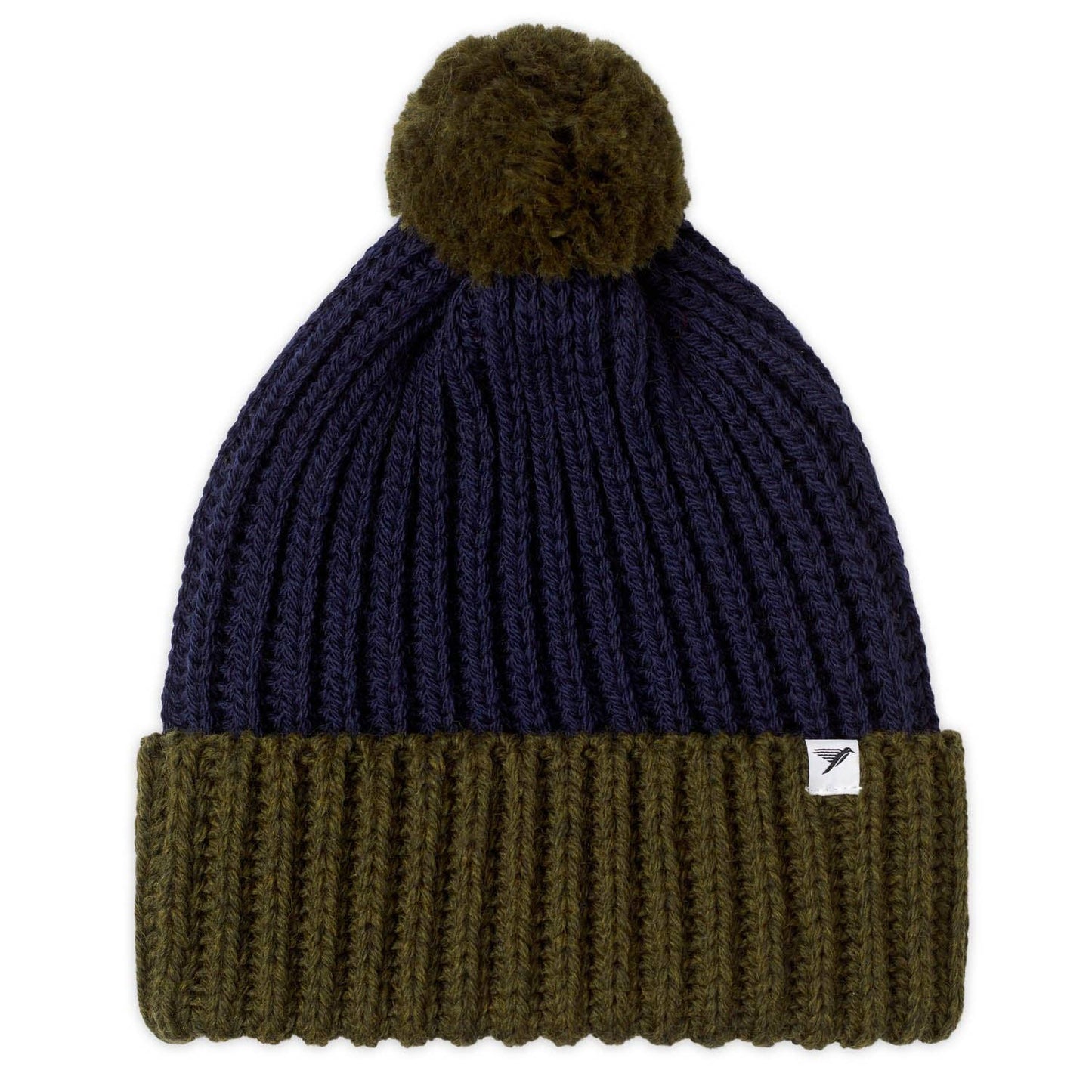 Snowdon Merino Wool Bobble Hat - Navy & Green
