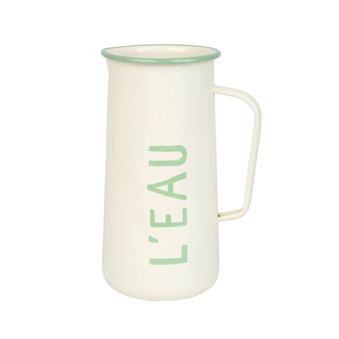 Enamel Water Jug "L'Eau" - 20cm