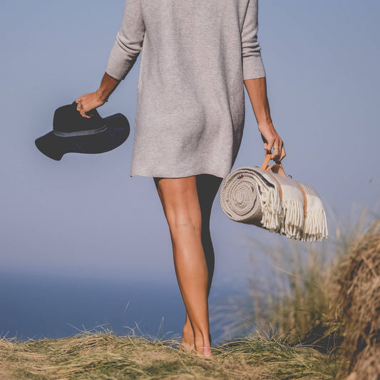 Harbour Grey Herringbone Picnic Blanket
