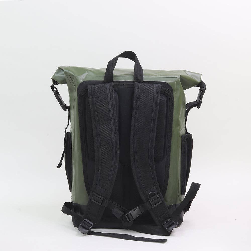 Dry Bag Roll Top Rucksack in Forest Green