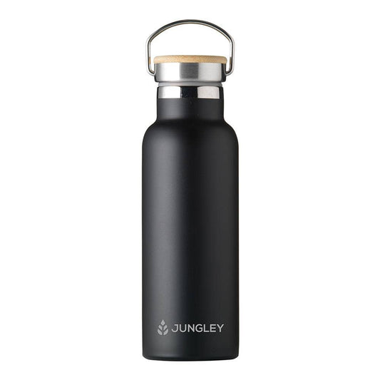 Bamboo & Stainless Steel Insulated Bottle - Black